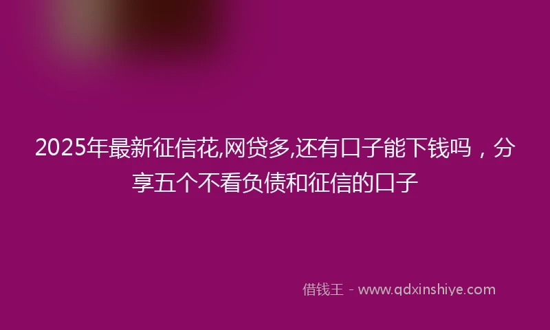2025年最新征信花,网贷多,还有口子能下钱吗，分享五个不看负债和征信的口子