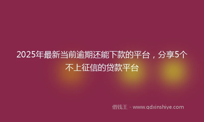 2025年最新当前逾期还能下款的平台,分享5个不上征信的贷款平台