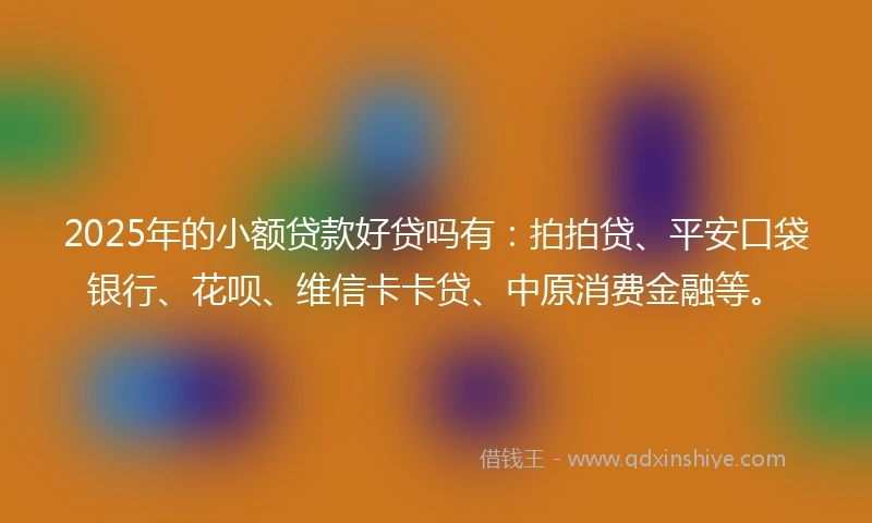2025年的小额贷款好贷吗有：拍拍贷、平安口袋银行、花呗、维信卡卡贷、中原消费金融等。