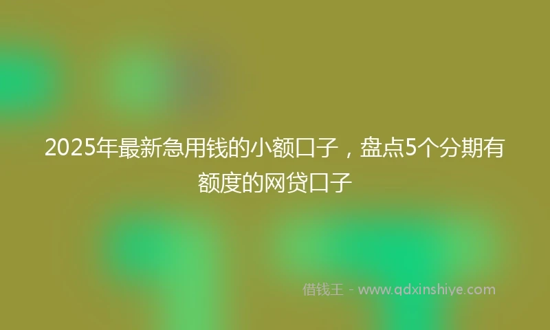 2025年最新急用钱的小额口子，盘点5个分期有额度的网贷口子