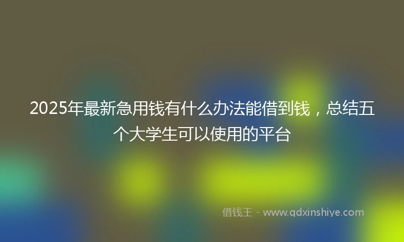 2025年最新急用钱有什么办法能借到钱，总结五个大学生可以使用的平台