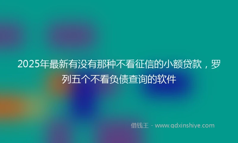 2025年最新有没有那种不看征信的小额贷款,罗列五个不看负债查询的软件
