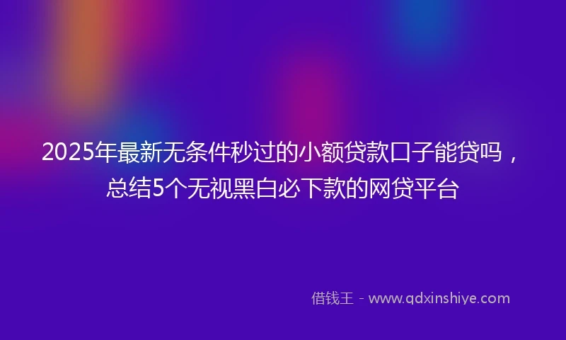 2025年最新无条件秒过的小额贷款口子能贷吗，总结5个无视黑白必下款的网贷平台