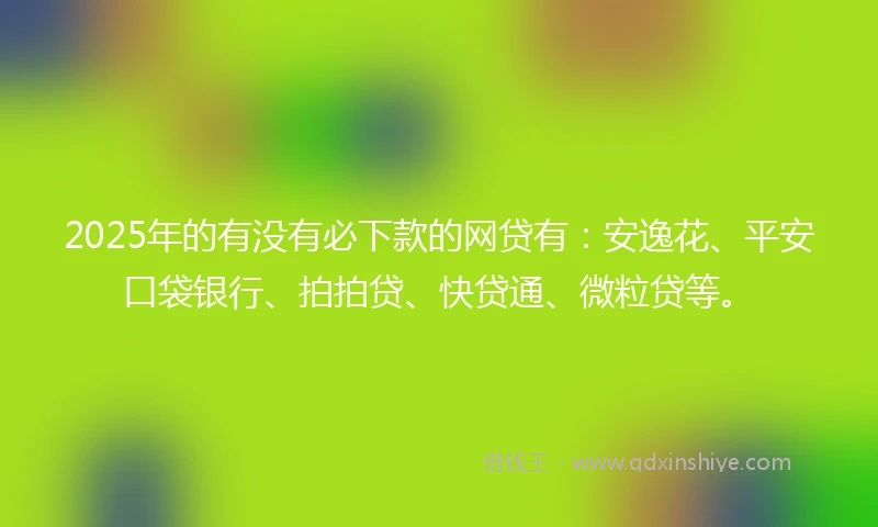 2025年的有没有必下款的网贷有：安逸花、平安口袋银行、拍拍贷、快贷通、微粒贷等。
