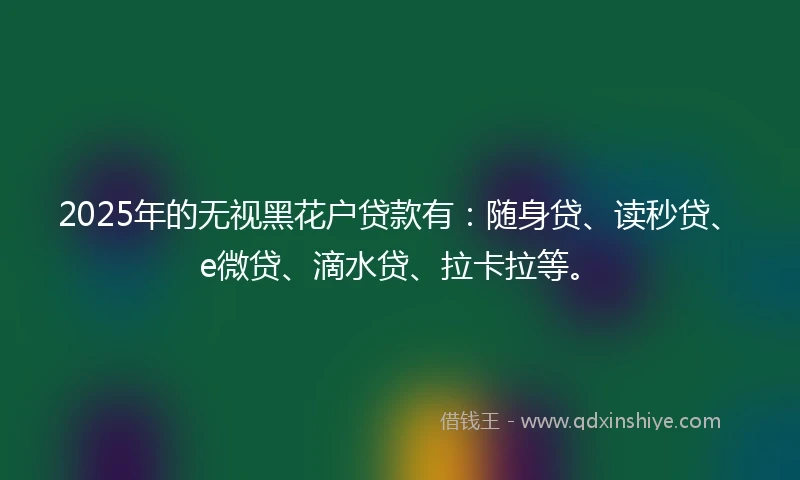 2025年的无视黑花户贷款有：随身贷、读秒贷、e微贷、滴水贷、拉卡拉等。