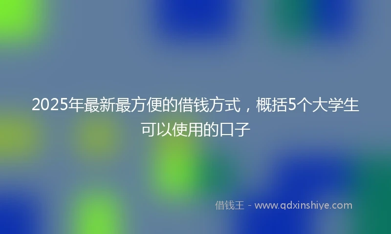 2025年最新最方便的借钱方式，概括5个大学生可以使用的口子