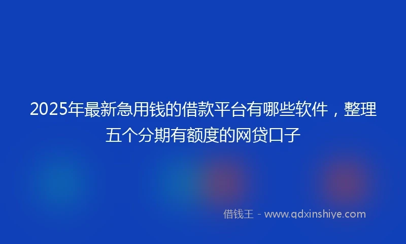 2025年最新急用钱的借款平台有哪些软件，整理五个分期有额度的网贷口子