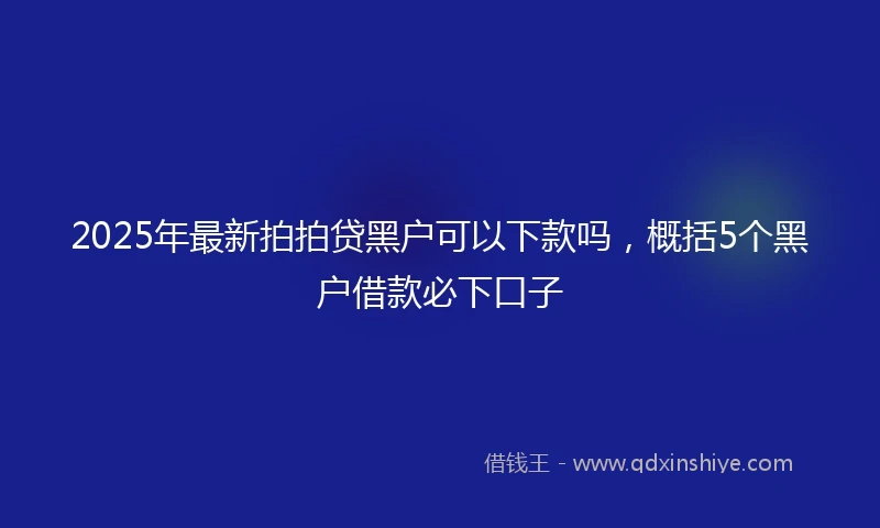 2025年最新拍拍贷黑户可以下款吗，概括5个黑户借款必下口子
