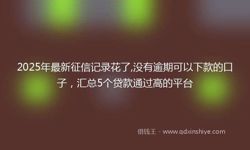 2025年最新征信记录花了,没有逾期可以下款的口子，汇总5个贷款通过高的平台