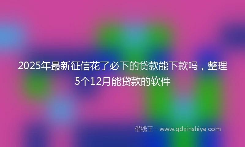 2025年最新征信花了必下的贷款能下款吗，整理5个12月能贷款的软件