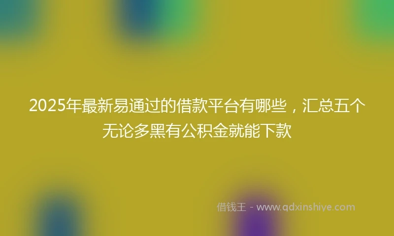 2025年最新易通过的借款平台有哪些，汇总五个无论多黑有公积金就能下款