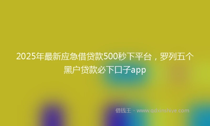 2025年最新应急借贷款500秒下平台,罗列五个黑户贷款必下口子app