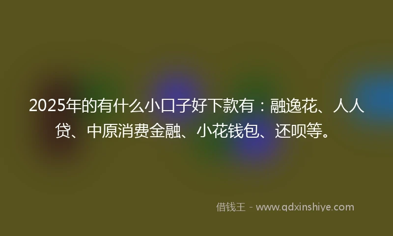 2025年的有什么小口子好下款有：融逸花、人人贷、中原消费金融、小花钱包、还呗等。