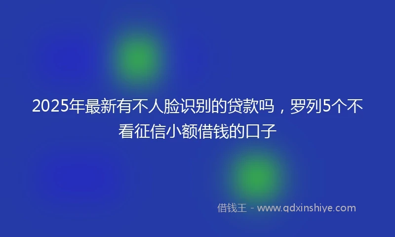 2025年最新有不人脸识别的贷款吗，罗列5个不看征信小额借钱的口子
