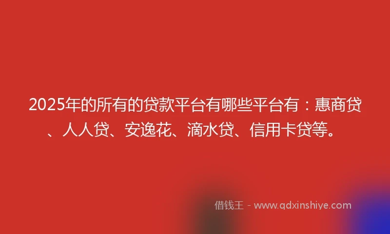 2025年的所有的贷款平台有哪些平台有：惠商贷、人人贷、安逸花、滴水贷、信用卡贷等。
