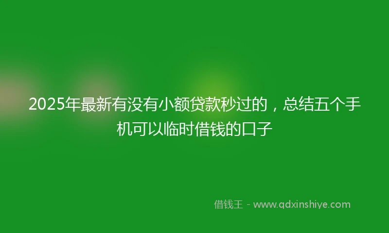 2025年最新有没有小额贷款秒过的，总结五个手机可以临时借钱的口子