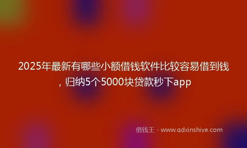 2025年最新有哪些小额借钱软件比较容易借到钱，归纳5个5000块贷款秒下app