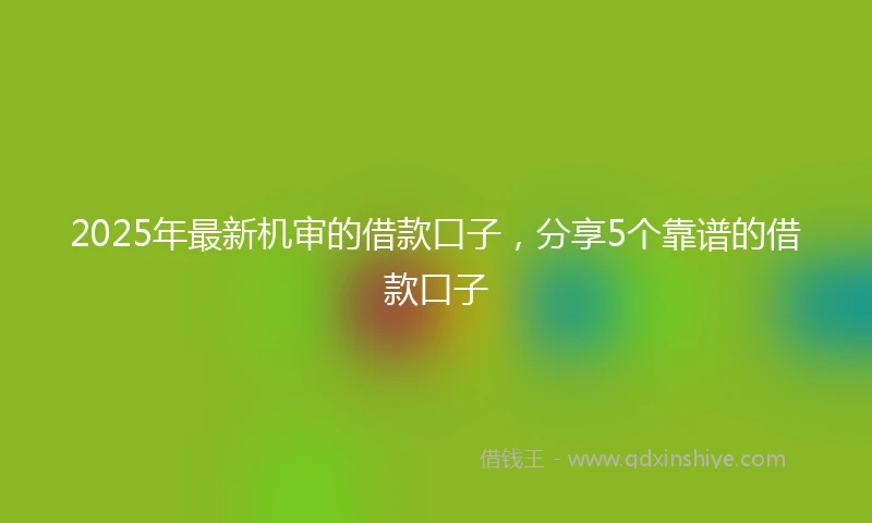 2025年最新机审的借款口子，分享5个靠谱的借款口子