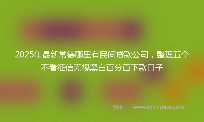 2025年最新常德哪里有民间贷款公司，整理五个不看征信无视黑白百分百下款口子