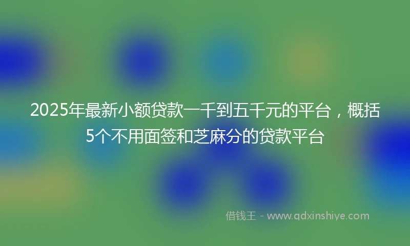 2025年最新小额贷款一千到五千元的平台，概括5个不用面签和芝麻分的贷款平台