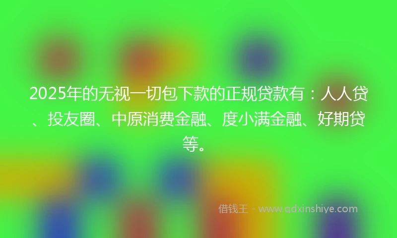 2025年的无视一切包下款的正规贷款有：人人贷、投友圈、中原消费金融、度小满金融、好期贷等。