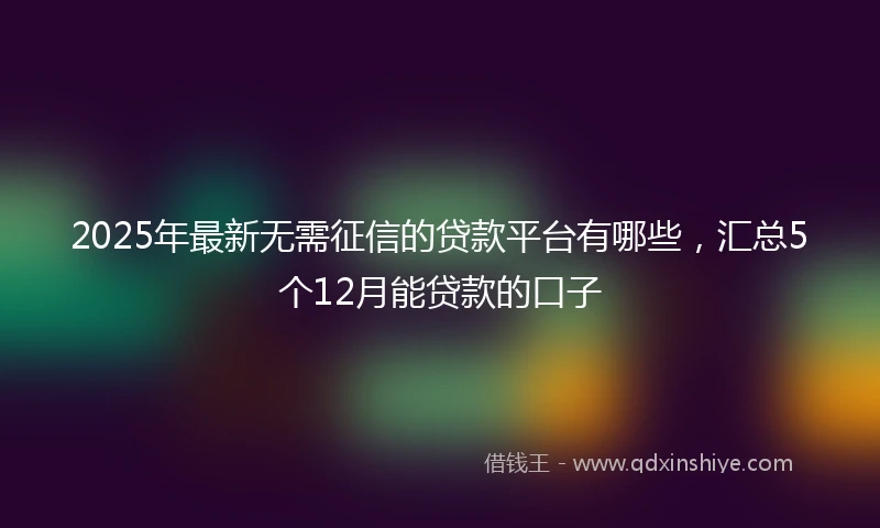 2025年最新无需征信的贷款平台有哪些，汇总5个12月能贷款的口子