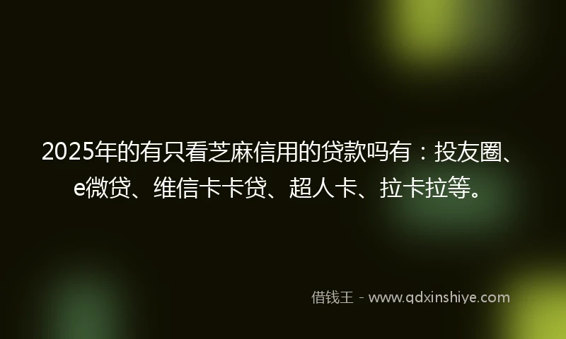 2025年的有只看芝麻信用的贷款吗有：投友圈、e微贷、维信卡卡贷、超人卡、拉卡拉等。