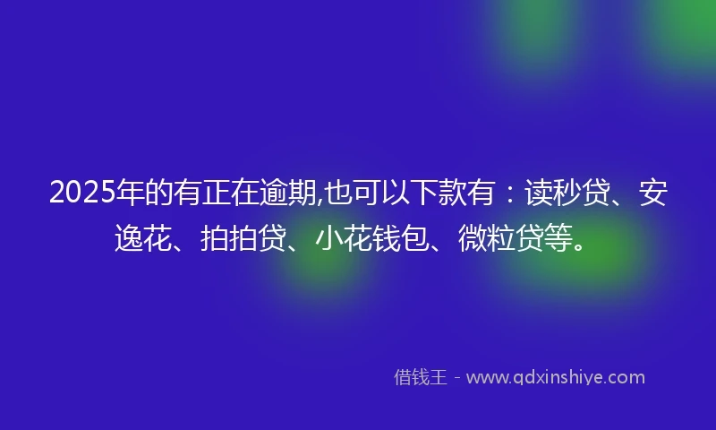 2025年的有正在逾期,也可以下款有:读秒贷、安逸花、拍拍贷、小花钱包、微粒贷等。