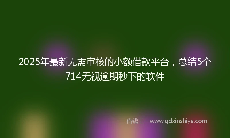 2025年最新无需审核的小额借款平台，总结5个714无视逾期秒下的软件