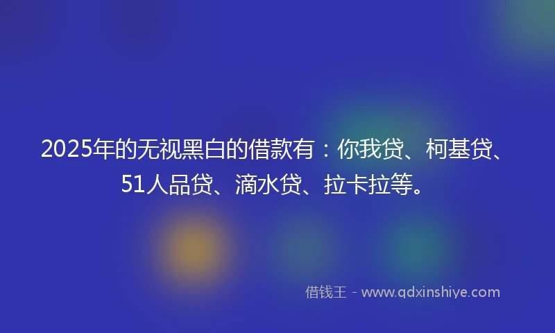 2025年的无视黑白的借款有：你我贷、柯基贷、51人品贷、滴水贷、拉卡拉等。