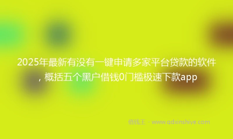2025年最新有没有一键申请多家平台贷款的软件，概括五个黑户借钱0门槛极速下款app