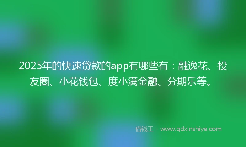2025年的快速贷款的app有哪些有：融逸花、投友圈、小花钱包、度小满金融、分期乐等。