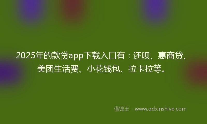 2025年的款贷app下载入口有：还呗、惠商贷、美团生活费、小花钱包、拉卡拉等。