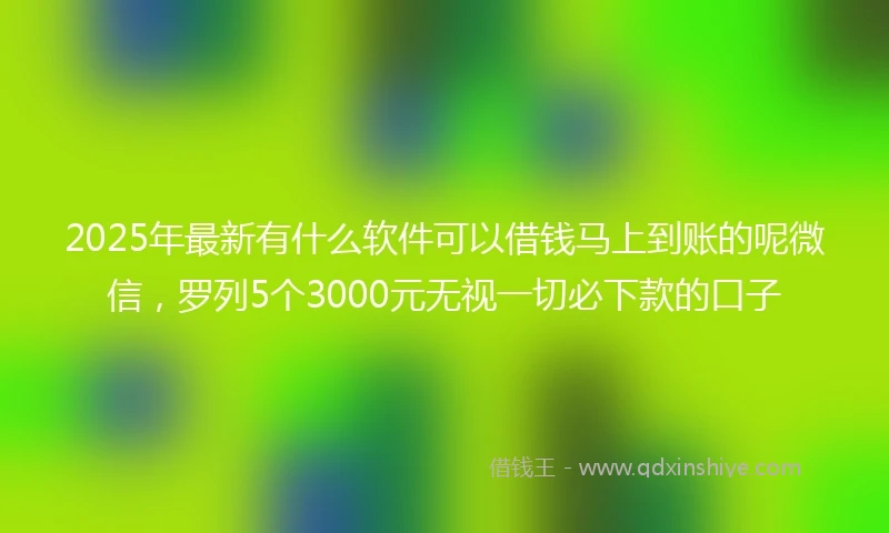 2025年最新有什么软件可以借钱马上到账的呢微信，罗列5个3000元无视一切必下款的口子