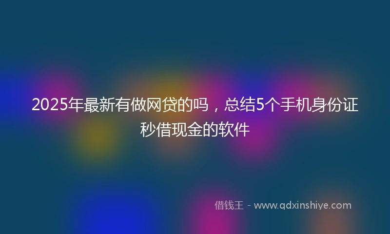 2025年最新有做网贷的吗，总结5个手机身份证秒借现金的软件