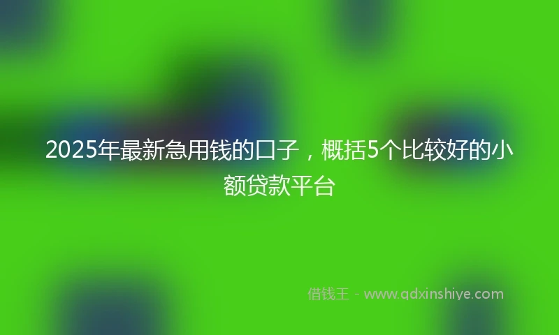 2025年最新急用钱的口子，概括5个比较好的小额贷款平台
