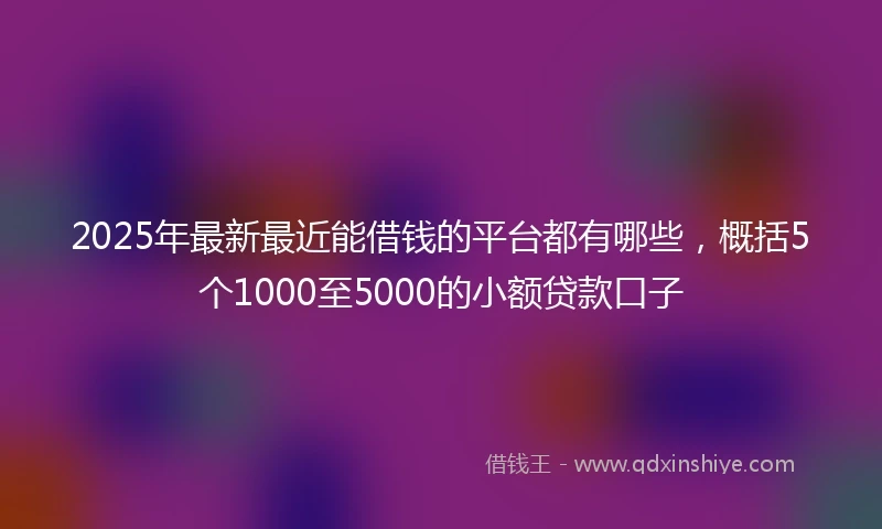 2025年最新最近能借钱的平台都有哪些，概括5个1000至5000的小额贷款口子