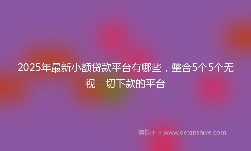 2025年最新小额贷款平台有哪些，整合5个5个无视一切下款的平台