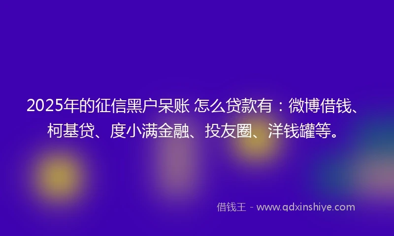 2025年的征信黑户呆账 怎么贷款有：微博借钱、柯基贷、度小满金融、投友圈、洋钱罐等。
