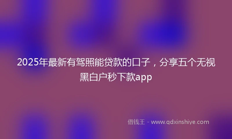 2025年最新有驾照能贷款的口子，分享五个无视黑白户秒下款app