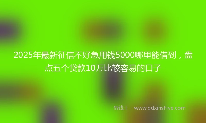 2025年最新征信不好急用钱5000哪里能借到，盘点五个贷款10万比较容易的口子