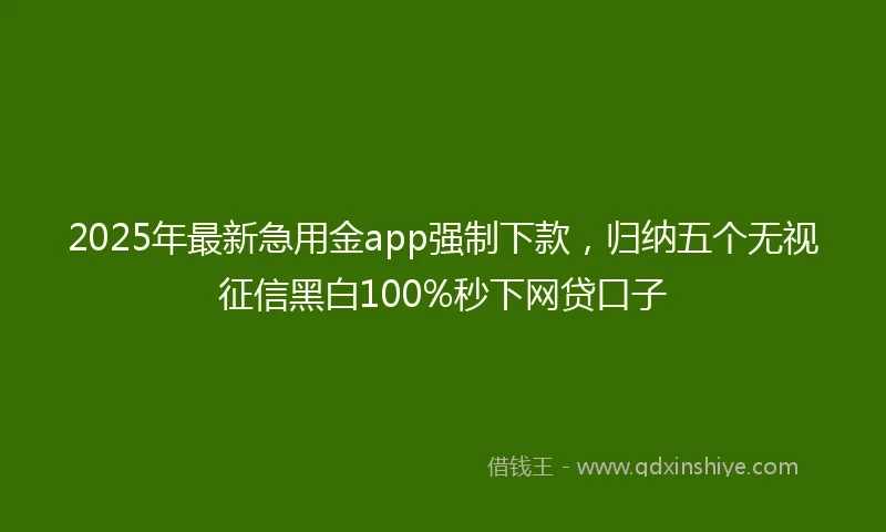 2025年最新急用金app强制下款，归纳五个无视征信黑白100%秒下网贷口子