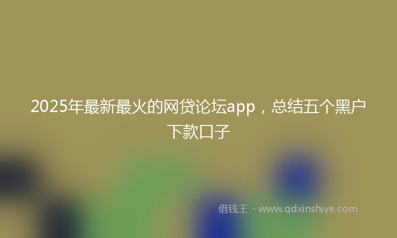 2025年最新最火的网贷论坛app，总结五个黑户下款口子