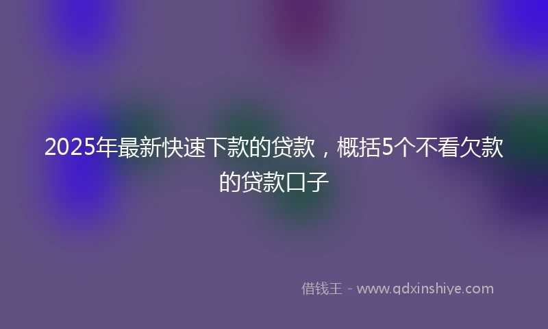 2025年最新快速下款的贷款，概括5个不看欠款的贷款口子