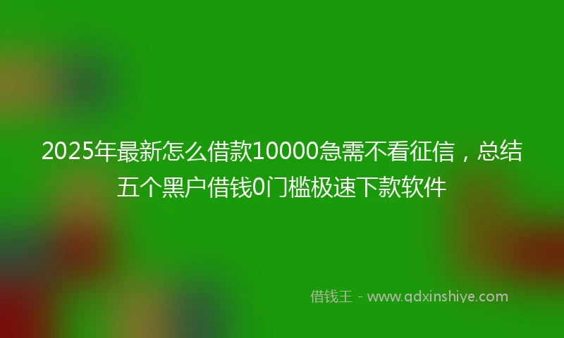2025年最新怎么借款10000急需不看征信，总结五个黑户借钱0门槛极速下款软件