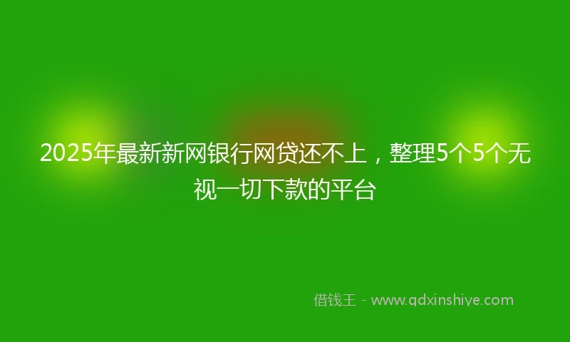 2025年最新新网银行网贷还不上，整理5个5个无视一切下款的平台