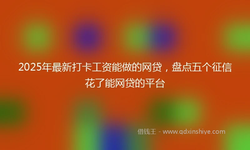 2025年最新打卡工资能做的网贷，盘点五个征信花了能网贷的平台