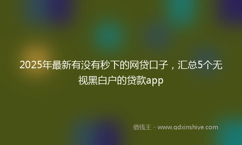 2025年最新有没有秒下的网贷口子,汇总5个无视黑白户的贷款app