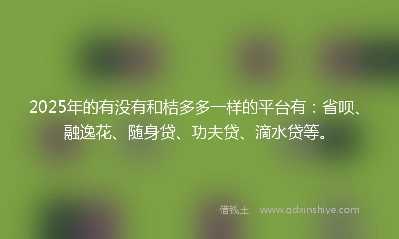 2025年的有没有和桔多多一样的平台有：省呗、融逸花、随身贷、功夫贷、滴水贷等。