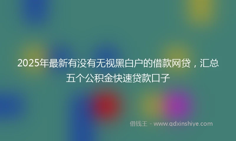 2025年最新有没有无视黑白户的借款网贷，汇总五个公积金快速贷款口子